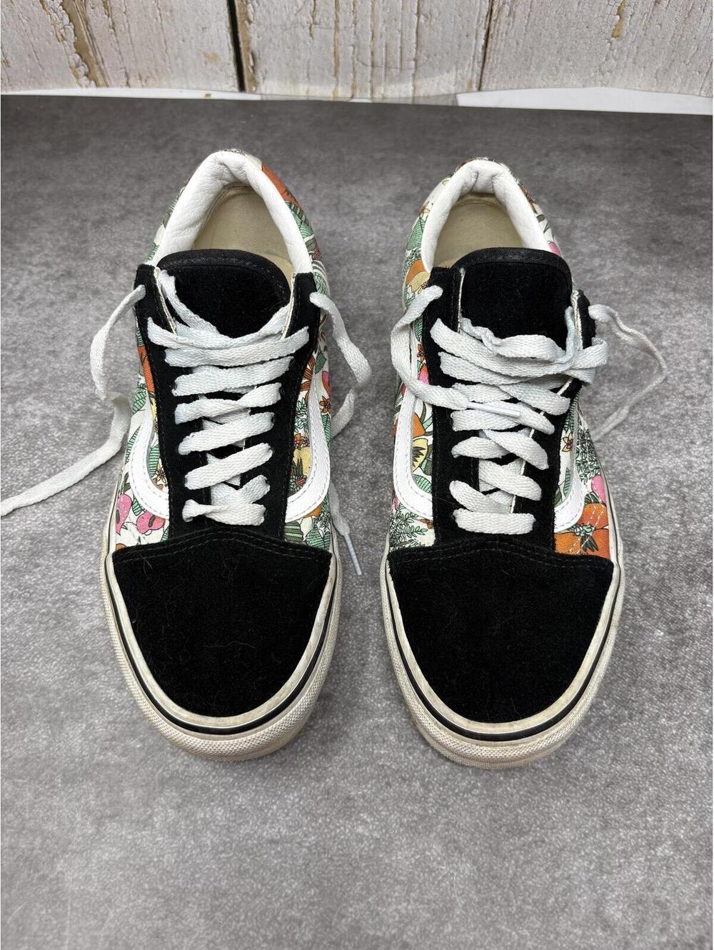 Vans Old Skool Floral Tropical Print Black Suede Women's 9 Men's 7.5 EUR 40